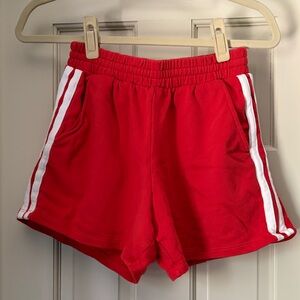 Red Women's Athletic Shorts with Side Stripes